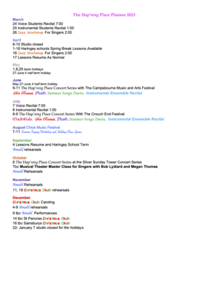 What's Hap'ning?. Planner March 2023